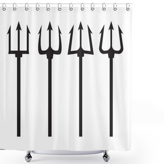 Personality  Black Trident Silhouette Vector Set Shower Curtains