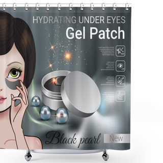 Personality  Vector Illustration With Manga Style Girl And Eye Gel Patches Shower Curtains
