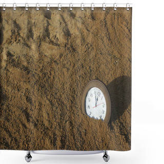 Personality  Clock In The Sand Shower Curtains