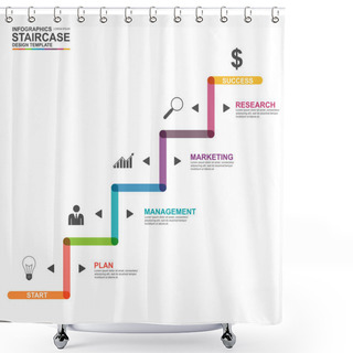 Personality  Infographics Business Stair Step Success Vector Design Template Shower Curtains