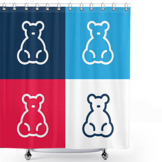 Personality  Baby Bear Toy Blue And Red Four Color Minimal Icon Set Shower Curtains