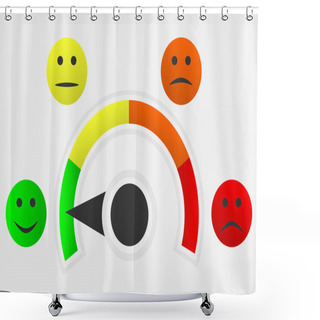 Personality  Scale From Red To Green With Arrow And Scale Of Emotions, Isolated Background Shower Curtains