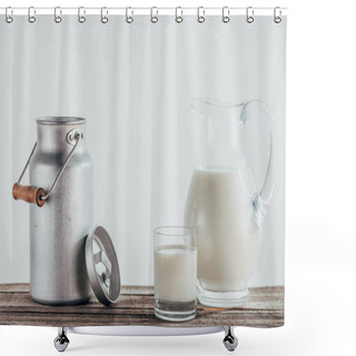 Personality  Fresh Milk In Jugs Shower Curtains