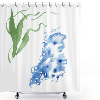 Personality  Abstract Green And Blue Aquarelle Splashes For Background, Texture. Watercolor Background Illustration. Aquarelle Hand Drawing Isolated Clouds. Shower Curtains