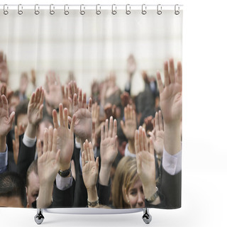 Personality  Crowd Of People Raising Hands Shower Curtains