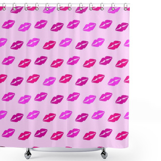 Personality  Illustration Seamless Texture With Traces Of Kisses, Pink Romantic Pattern - Vector Shower Curtains