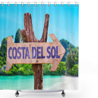 Personality  Costa Del Sol Wooden Sign Shower Curtains