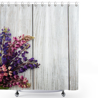 Personality  Lupine Flowers On A  Table Shower Curtains