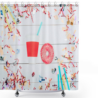 Personality  Paper Cup And Donut Shower Curtains