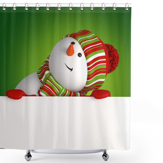 Personality  Snowman Banner. Christmas Greeting Shower Curtains