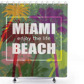 Personality  Color Tropical Background. Exotic Banner With Palm Trees.  Shower Curtains