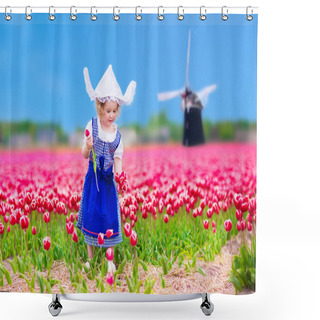 Personality  Dutch Girl In Tulip Field In Holland Shower Curtains