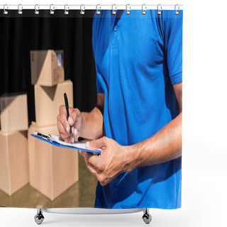 Personality  Delivery Man With Documents Shower Curtains