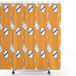 Personality  Colored Background With Different Accessories Shower Curtains