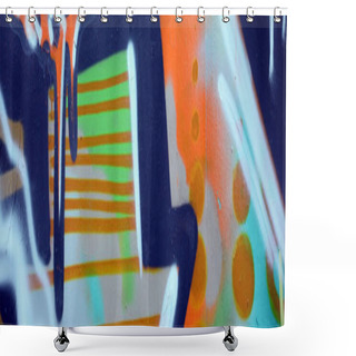 Personality  Street Art. Abstract Background Image Of A Fragment Of A Colored Graffiti Painting In Khaki Green And Orange Tones. Shower Curtains