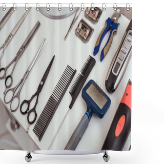 Personality  Set Of Groomer Tools Shower Curtains