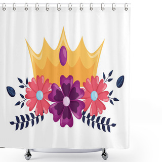 Personality  Crown Luxury Flowers Shower Curtains