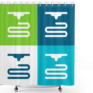 Personality  3d Printer Flat Four Color Minimal Icon Set Shower Curtains