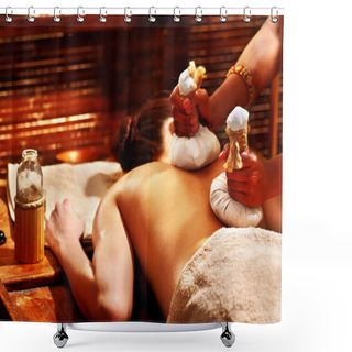 Personality  Woman Having Massage With Pouch. Shower Curtains