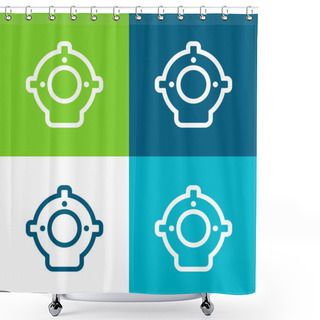 Personality  Aqualung Flat Four Color Minimal Icon Set Shower Curtains