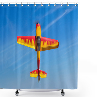 Personality  Flying The Plane Performs Aerobatics In The Sky Shower Curtains
