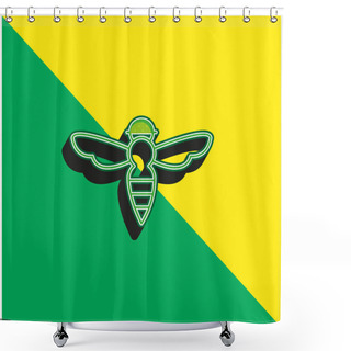 Personality  Bee With Sting Outline Green And Yellow Modern 3d Vector Icon Logo Shower Curtains