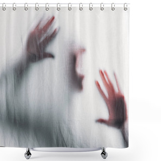 Personality  Scary Blurry Silhouette Of Unrecognizable Person Screaming Behind Veil Shower Curtains