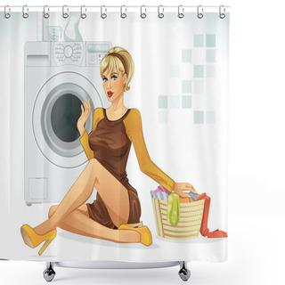 Personality  Doing Laundry Shower Curtains