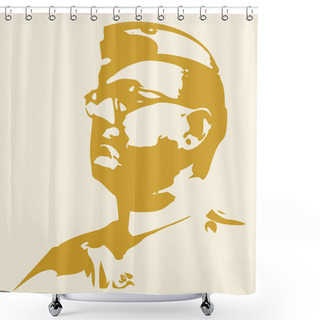 Personality  Drawing Or Sketch Of Freedom Fighter Netaji Subhas Chandra Bose Outline Editable Illustration Shower Curtains