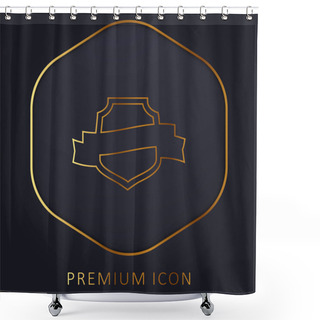 Personality  Award Symbolic Shield With A Banner Golden Line Premium Logo Or Icon Shower Curtains