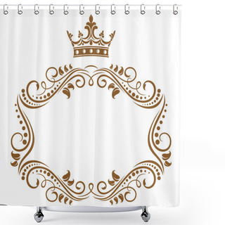 Personality  Elegant Royal Frame With Crown Shower Curtains