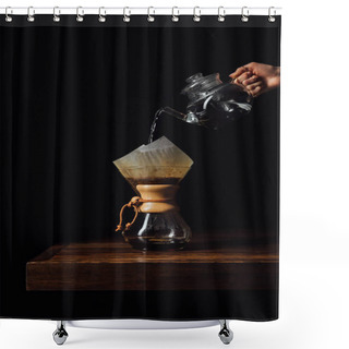Personality  Cropped Image Of Woman Pouring Hot Water In Chemex With Filter Cone  Shower Curtains