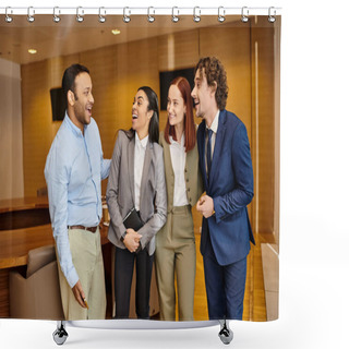 Personality  Diverse Business Professionals Standing Shoulder To Shoulder In A Room. Shower Curtains