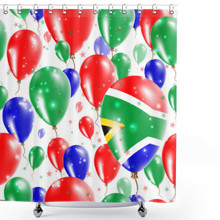 Personality  South Africa Independence Day Seamless Pattern Flying Rubber Balloons In Colors Of The South Shower Curtains