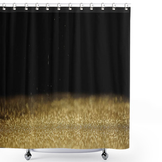 Personality  Blurred And Sparkling Golden Dust On Black Background  Shower Curtains