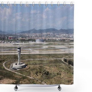 Personality  Barcelona Airport Control Tower Shower Curtains