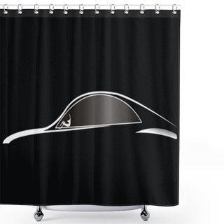 Personality  Silhouette Of The Old Car Shower Curtains