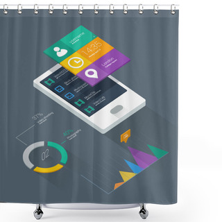 Personality  Mobile Phone Infographics In Flat Color Design Shower Curtains