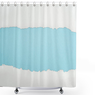 Personality  Ragged White And Textured Paper With Copy Space On Light Blue Background  Shower Curtains