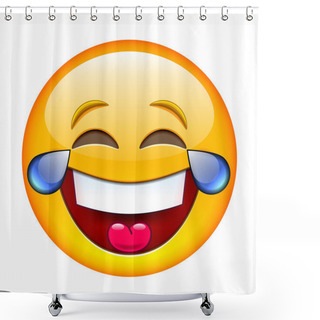 Personality  Laughing Emoticon With Tears Shower Curtains