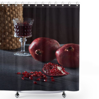 Personality  Studio Shot Of Vintage Wineglass And Pomegranates Shower Curtains