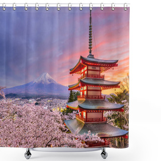 Personality  Pagoda And Fuji In Spring Shower Curtains