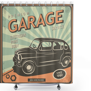 Personality  Vintage Poster, Auto Repair. Shower Curtains
