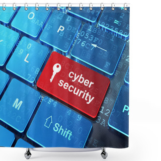 Personality  Security Concept: Key And Cyber Security On Computer Keyboard Ba Shower Curtains