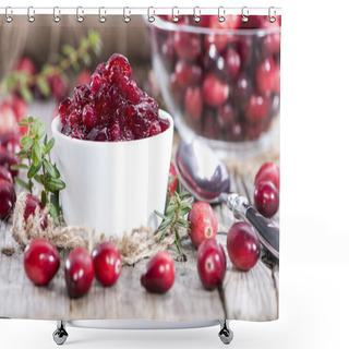 Personality  Portion Of Cranberry Jam Shower Curtains