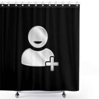 Personality  Add User Symbol Of Interface Silver Plated Metallic Icon Shower Curtains