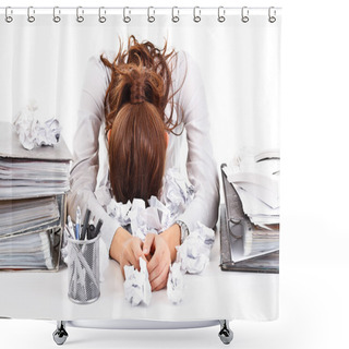 Personality  Business Woman With Ringbinders Shower Curtains