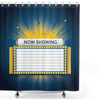 Personality  Now Showing Retro Cinema Neon Sign Vector Shower Curtains