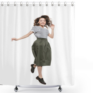 Personality  Happy Young Woman  Shower Curtains