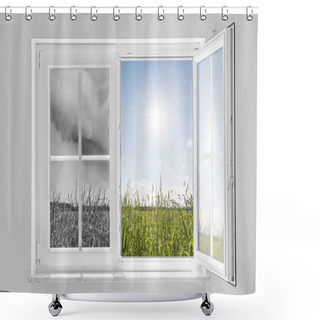 Personality  Window With Storm And Sun Shower Curtains